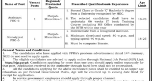 Government of Pakistan job vacancies for steno typist